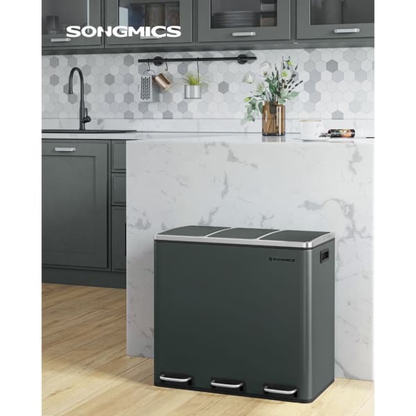 Roskakori, SONGMICS, 54 litraa 3 x 18 L, Viherharmaa