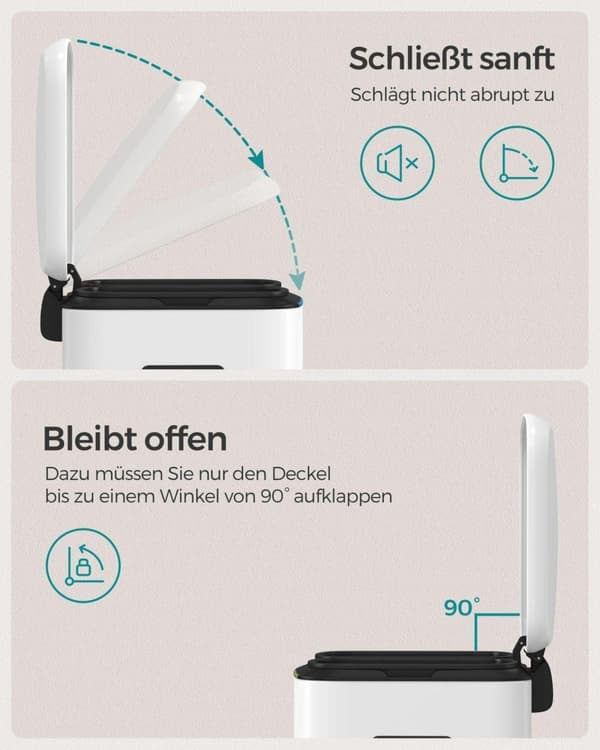 Affaldsspand, SONGMICS LTB40WT, 44.5x36x60 cm, Hvid