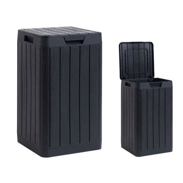 Trädgårdssopkärl 80 liter svart 38 x 38 x H65 cm oföränderlig resin Trycklock TOOMAX