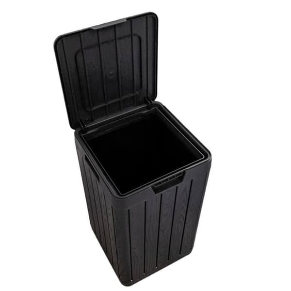 Trädgårdssopkärl 80 liter svart 38 x 38 x H65 cm oföränderlig resin Trycklock TOOMAX