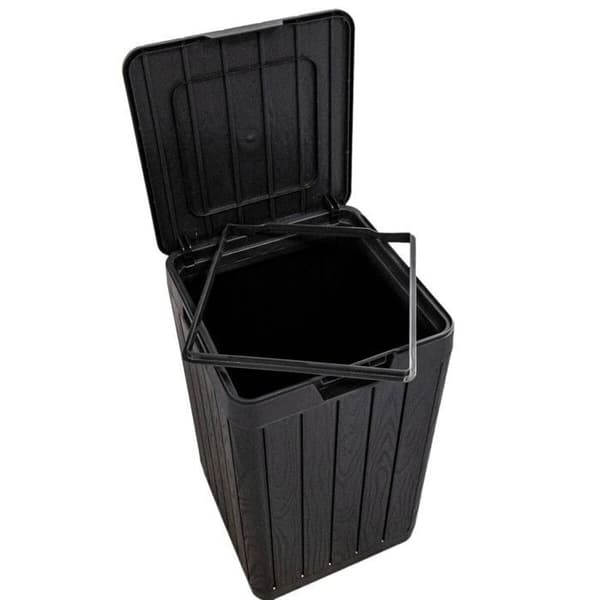 Trädgårdssopkärl 80 liter svart 38 x 38 x H65 cm oföränderlig resin Trycklock TOOMAX