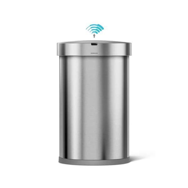 simplehuman 45L halv-måne soptunna med sensor, med påsebehållare i rostfritt stål
