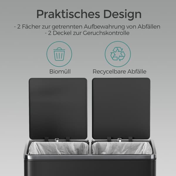 Skräpfack - 2 x 30 liter - dubbla fack - inbyggda eller fristående