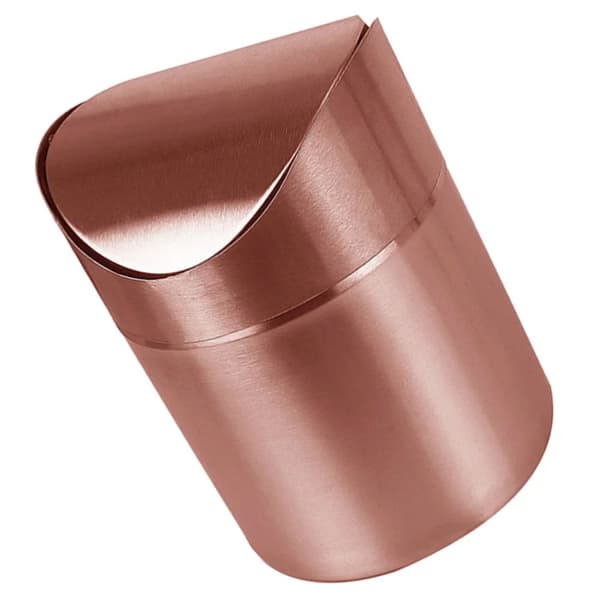 Rustfrit Stål Skrivebordsaffaldsspand, Stilfuldt Design, Alsidig Brug,Rosen Guld