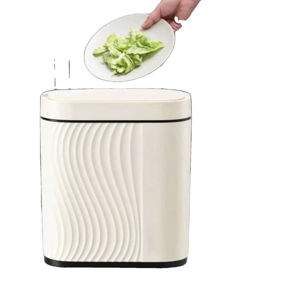Smart papperskorg, beröringsfri automatisk drift, hållbart ABS-material,Beige