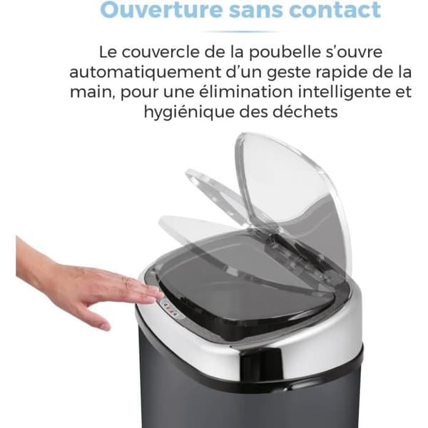 Tower T80902 Automatisk Soptunna - Soptunna med Sensor och Automatisk Mjuk Stängning, Manuell Kontroll - Kolfärg