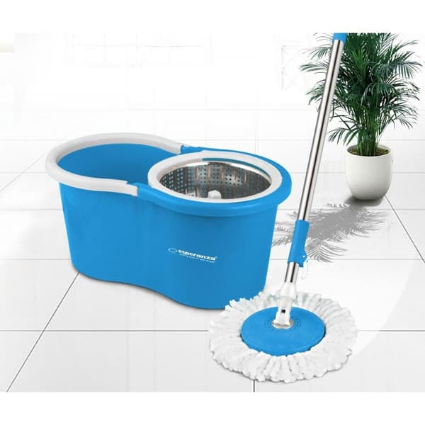 Mop with Bucket Esperanza EHS006 Blå Hvid Mikrofiber