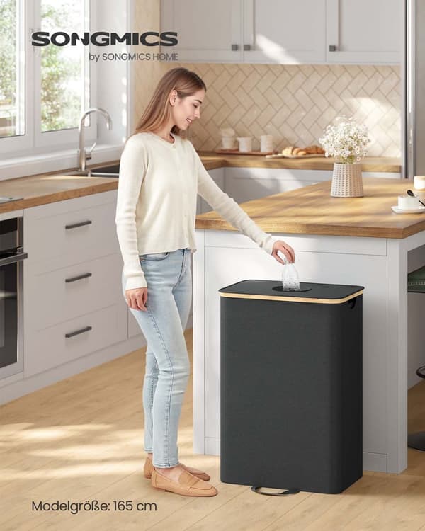 Inzamelcontainer voor statiegeldflessen 95 L inkt zwart-naturel beige