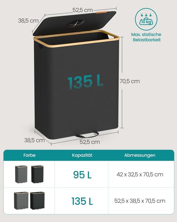 Inzamelcontainer voor statiegeldflessen 135 L inkt zwart-naturel beige