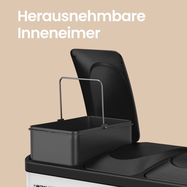 Affaldsbakke 3 rum, køkkenaffaldsseparationssystem, affaldsspids