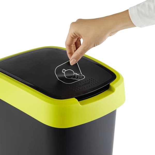 Sopcontainer för avfall Swing Rotho Twist 10L svart och limegrön