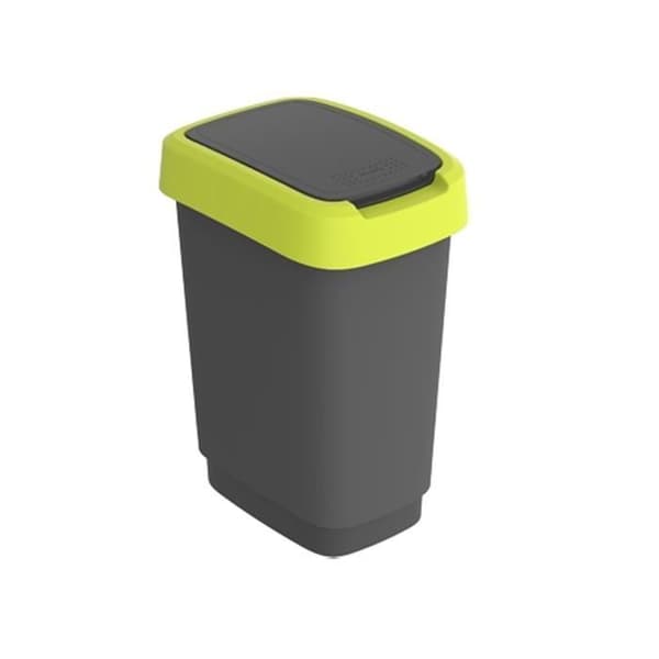 Sopcontainer för avfall Swing Rotho Twist 10L svart och limegrön