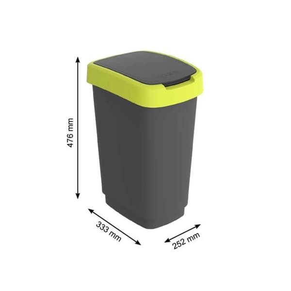 Sopkorg för skräp Rotho Twist 25L sving svart och limegrön