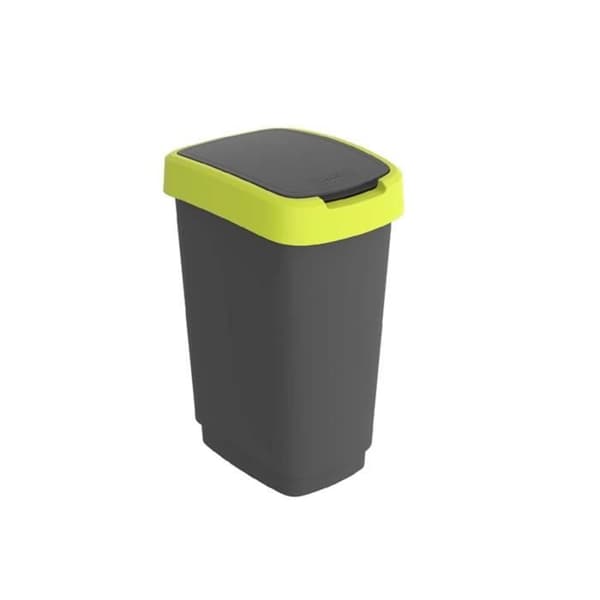 Soppåtervinningsbehållare Rotho Twist 50L sväng svart och limegrön