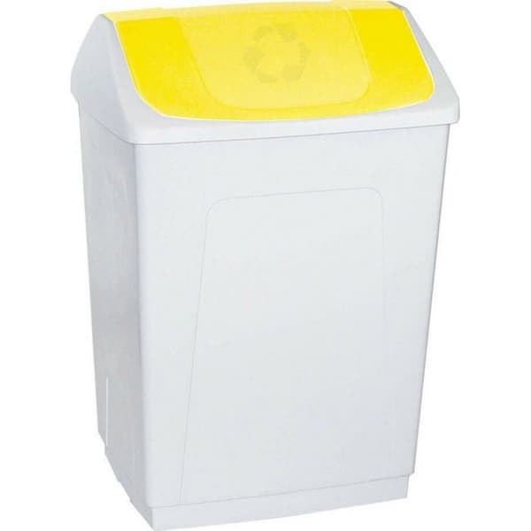 Papperskorg Denox Vit Gul 55L