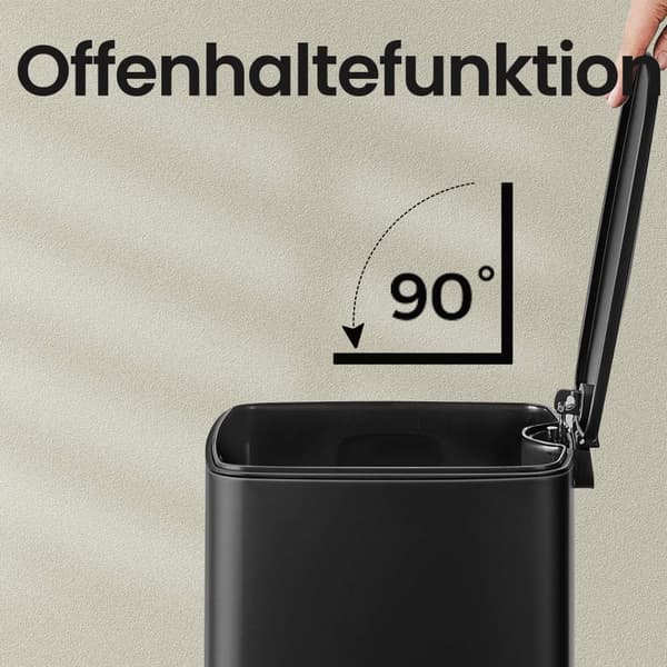 Kökssoptunna, 30 liters avfallskorg, 34,1x28,6x54,5 cm, svart