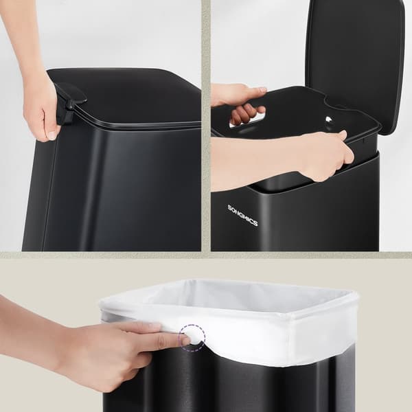 Kökssoptunna, 30 liters avfallskorg, 34,1x28,6x54,5 cm, svart