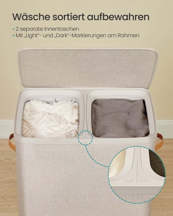 Pyykinkori, SONGMICS LCB813B01, 56x40x75 cm, Musta