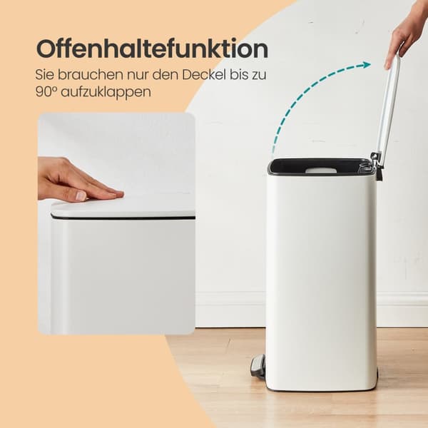 Køkken Affaldsspand, 30 Liter Affaldsspand, 34x28.5x54.4 cm, Sort