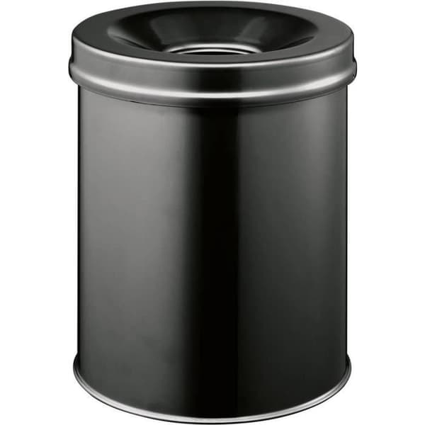 Slitstark papperskorg 15 l Stål (Ø x H) 260 mm x 357 mm Svart Lock med flamsläckande effekt 1 st.