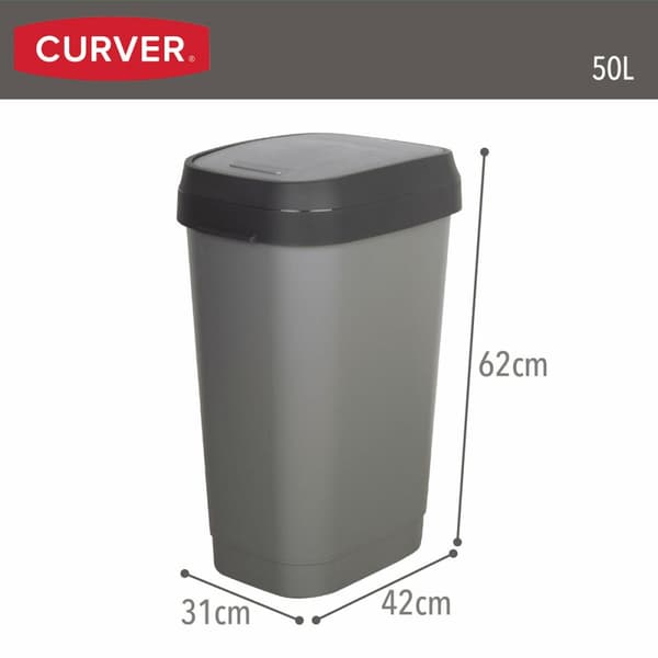 Jäteastia Curver Tumman harmaa Muovinen 50 L (6 osaa)