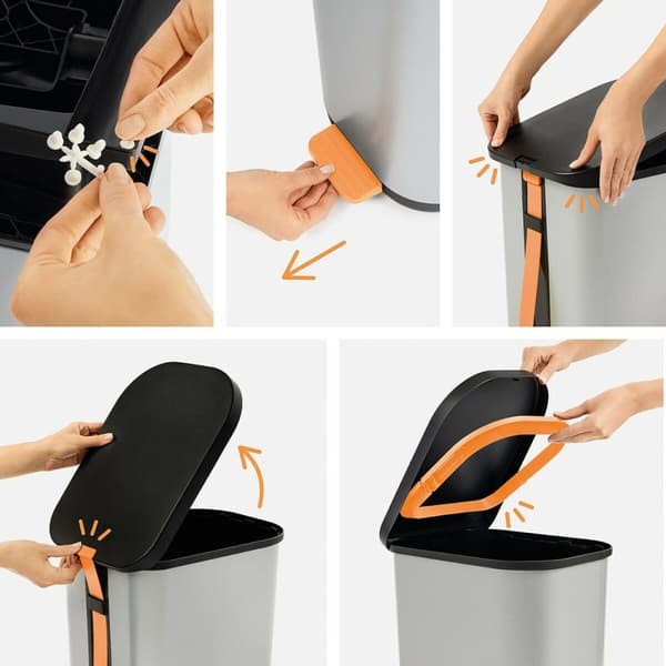 Skraldespand Rotho Ribo Silver Sølv Plastik 35 L