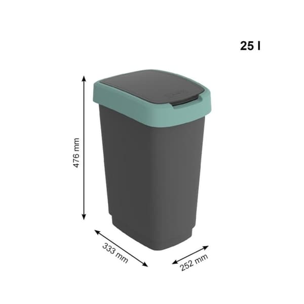 Soptunna Rotho Twist Green Grön Plast 25 L