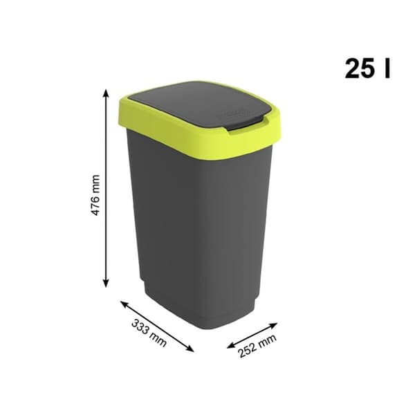Jäteastia Rotho Twist Lime Muovinen 25 L