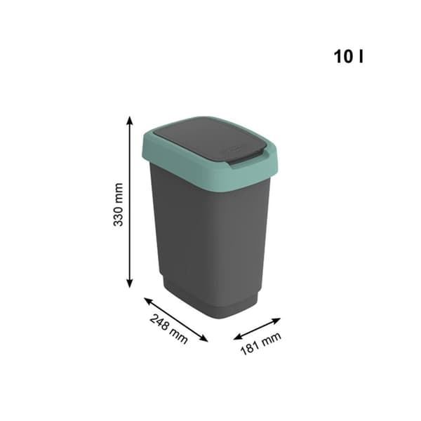 Soptunna Rotho Twist Green Grön Plast 10 L