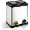 Miniatyrbild 1 av 4: 2X15 L Pedalavfallshanterare INOX, kapacitet 30L med 2 behållare på 15L, 2 inre plastbucketar, lock, P