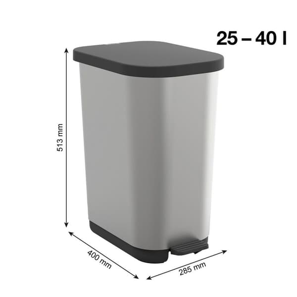 Soptunna Rotho Ribo Silver Silver Plast 35 L
