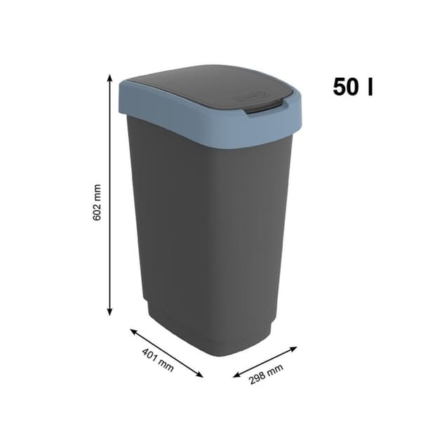 Soptunna Rotho Twist Blue Blå Plast 50 L