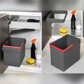 Miniatyrbild 3 av 6: Emuca återvinningskärl för dörrmontering och 15 liters behållare, antracitgrå plast.