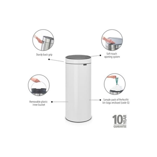 BRABANTIA Touch Bin Ny - 30L - Vit