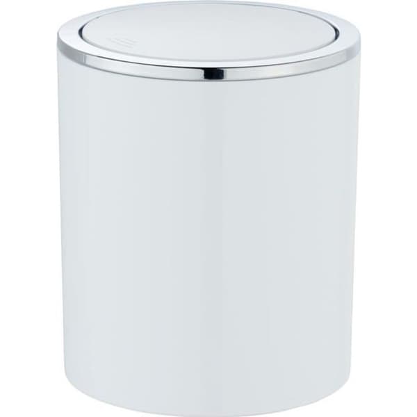 WENKO Inca Mini Bathroom Bin, Papperskorgen med Svänglock, 2L Kapacitet, Premium Plast, Ø 14 x 16,8 cm, Vit