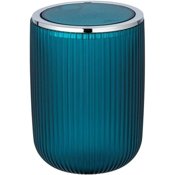 WENKO Mini Bathroom Bin Agropoli S, Bin med gångjärnslock, Kapacitet 2L, Frostad plastyta, Bensin