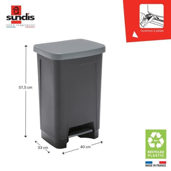 Eco pedalsoptunna. 50 liter - Svart