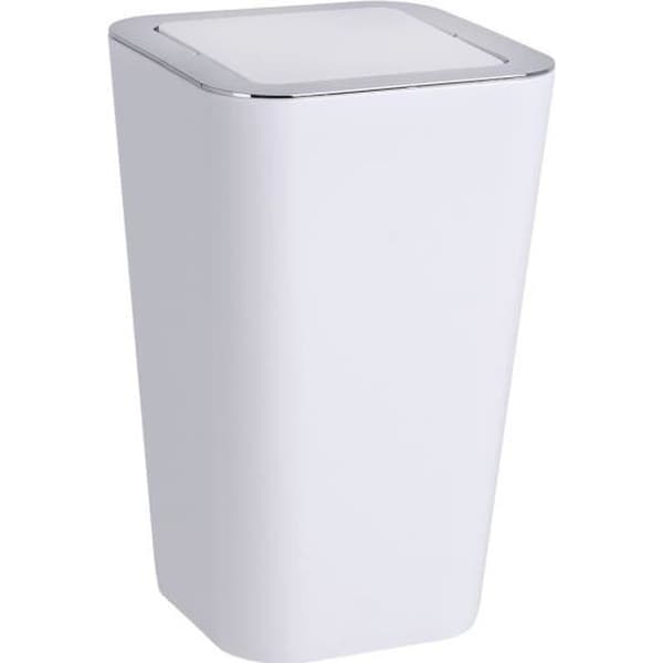 WENKO Badrumskärl, Papperskorgen med svänglock, Godis, Plast, 6L, 18x28,5x18 cm, Vit