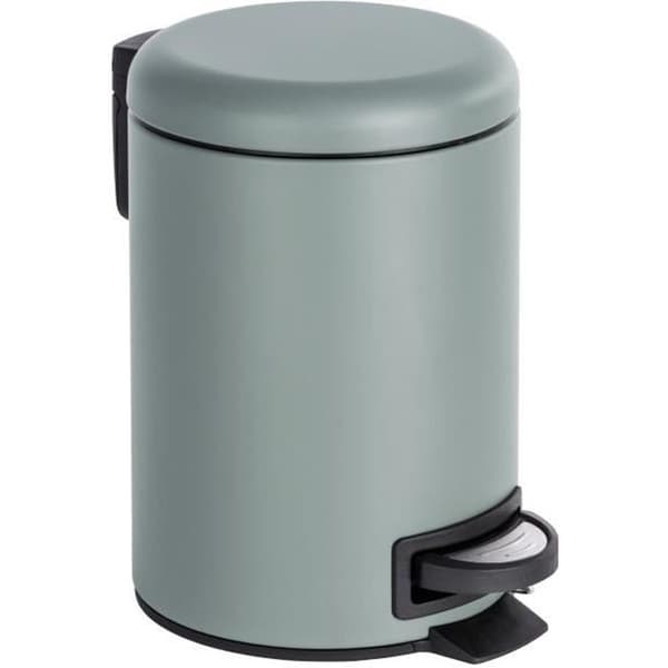 WENKO Leman Pedal Bin, Liten Badrum Bin, 3L Kapacitet, Matt stål, 17x25x22,5 cm, Grå
