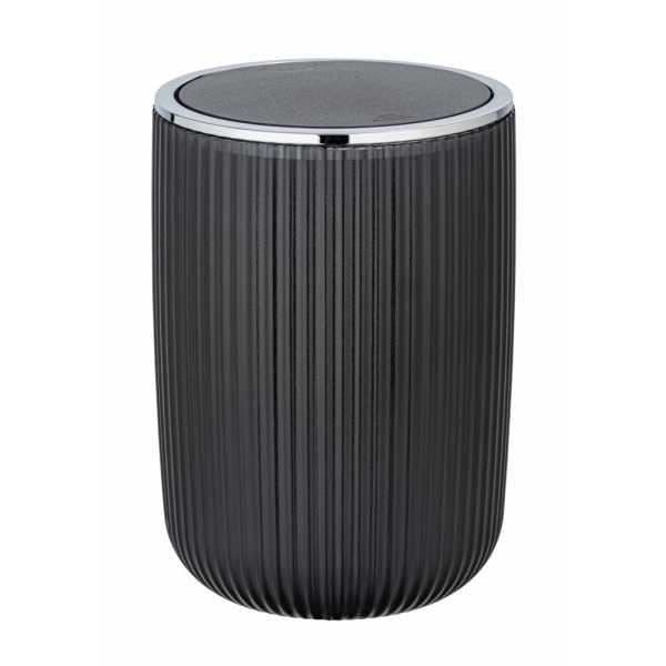 WENKO Liten Badrumskärl Agropoli L, Bin med gångjärnslock, Kapacitet 5,5L, Frostad plastyta, Grå