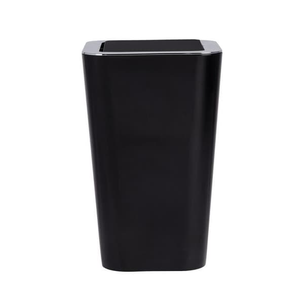 WENKO Badrumskärl, Papperskorgen med svänglock, Godis, Plast, 6L, 18x28,5x18 cm, Svart