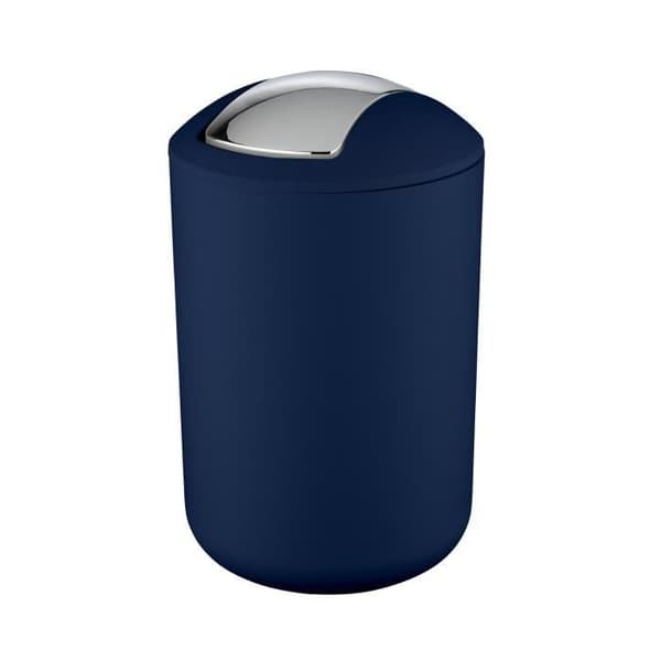 WENKO Liten papperskorg för badrum, Brasil L soptunna med svänglock, 6,5L, plast, Ø 19,5x31 cm, Mörkblå