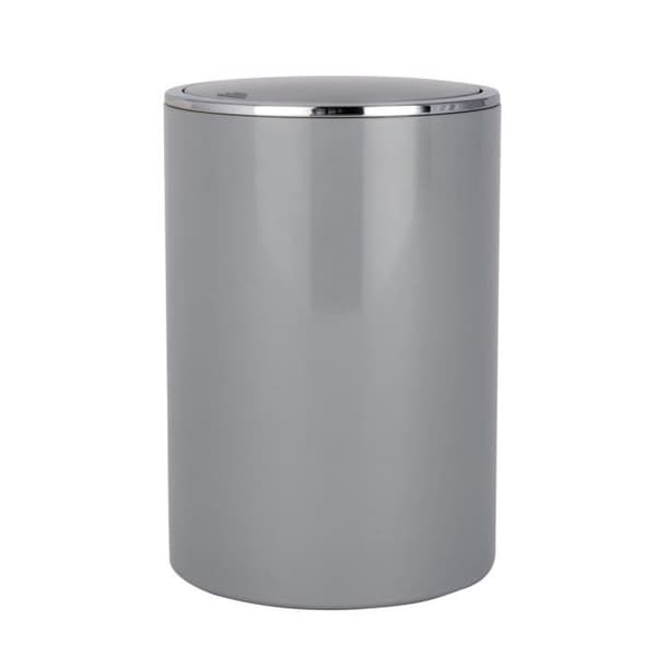 WENKO Liten Badrumskärl, Bin med lock, 5L, Inca, Premium Plast, Ø 18,5x25,5 cm, Grå