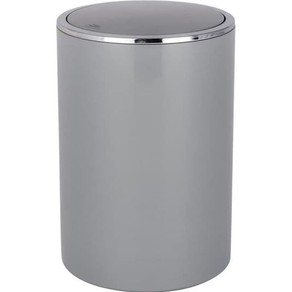 WENKO Liten Badrumskärl, Bin med lock, 5L, Inca, Premium Plast, Ø 18,5x25,5 cm, Grå