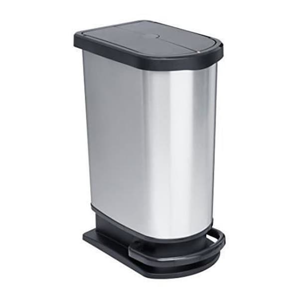Rotho 11665, 50 L, rektangulär, polypropen (PP), metallisk, silver, pedal, 440 mm