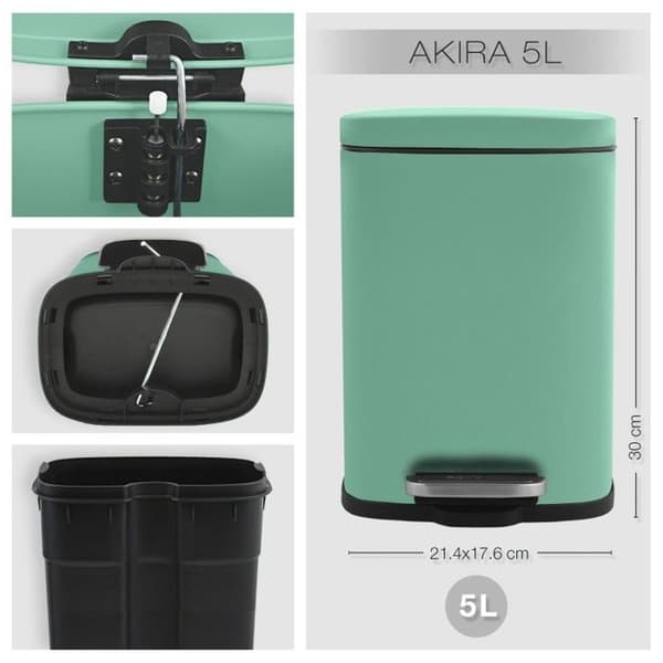 Spirella AKIRA 5L Pedalbehållare i rostfritt stål Mattgrön