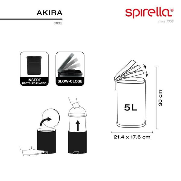 Poubelle à pédale Acier AKIRA 5L Grön matt Spirella