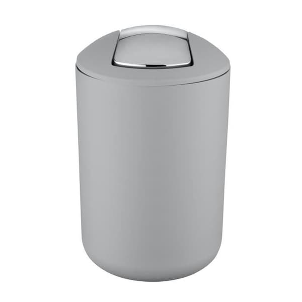 WENKO Liten papperskorg för badrum, Brasil L soptunna med svänglock, 6,5 L, plast, Ø 19,5x31 cm, grå
