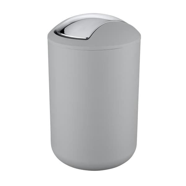 WENKO Liten papperskorg för badrum, Brasil L soptunna med svänglock, 6,5 L, plast, Ø 19,5x31 cm, grå