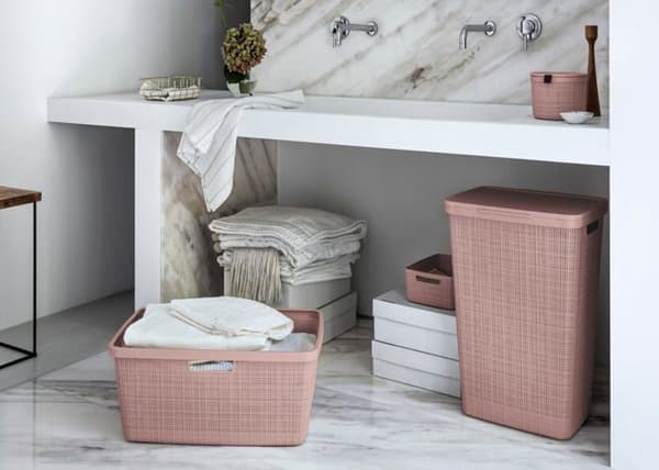 Papperskorg - korg - påsehållare Curver - 255199 - PAPPERSKORG 46L / ROSA PUDER